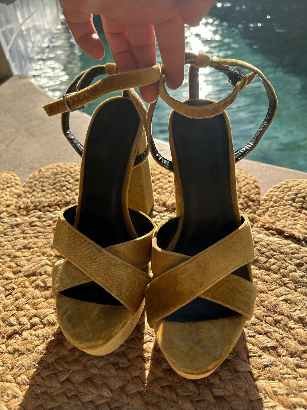 Forever 21 Women's Platform Ankle-Strap Sandals in Mustard Yellow